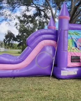 Trolls bounce house with double lane slide